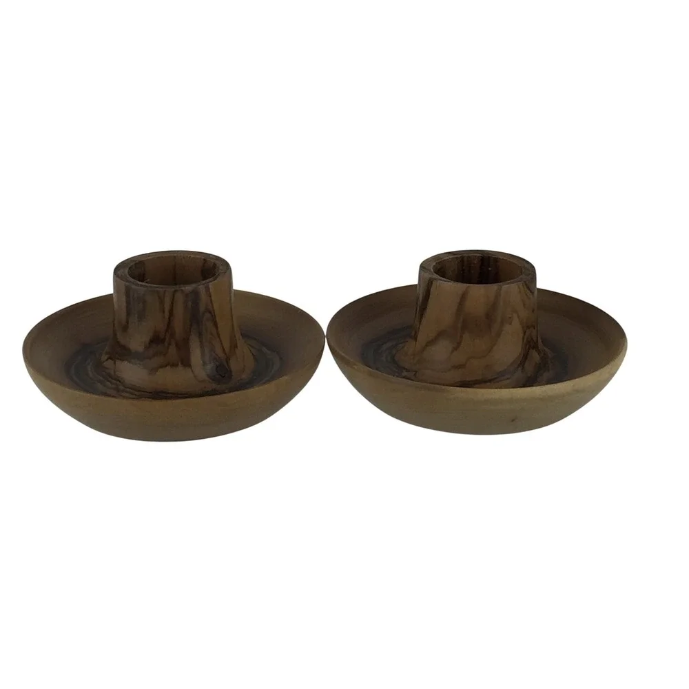 Handmade Wood Tapered Candle Holders 2.5